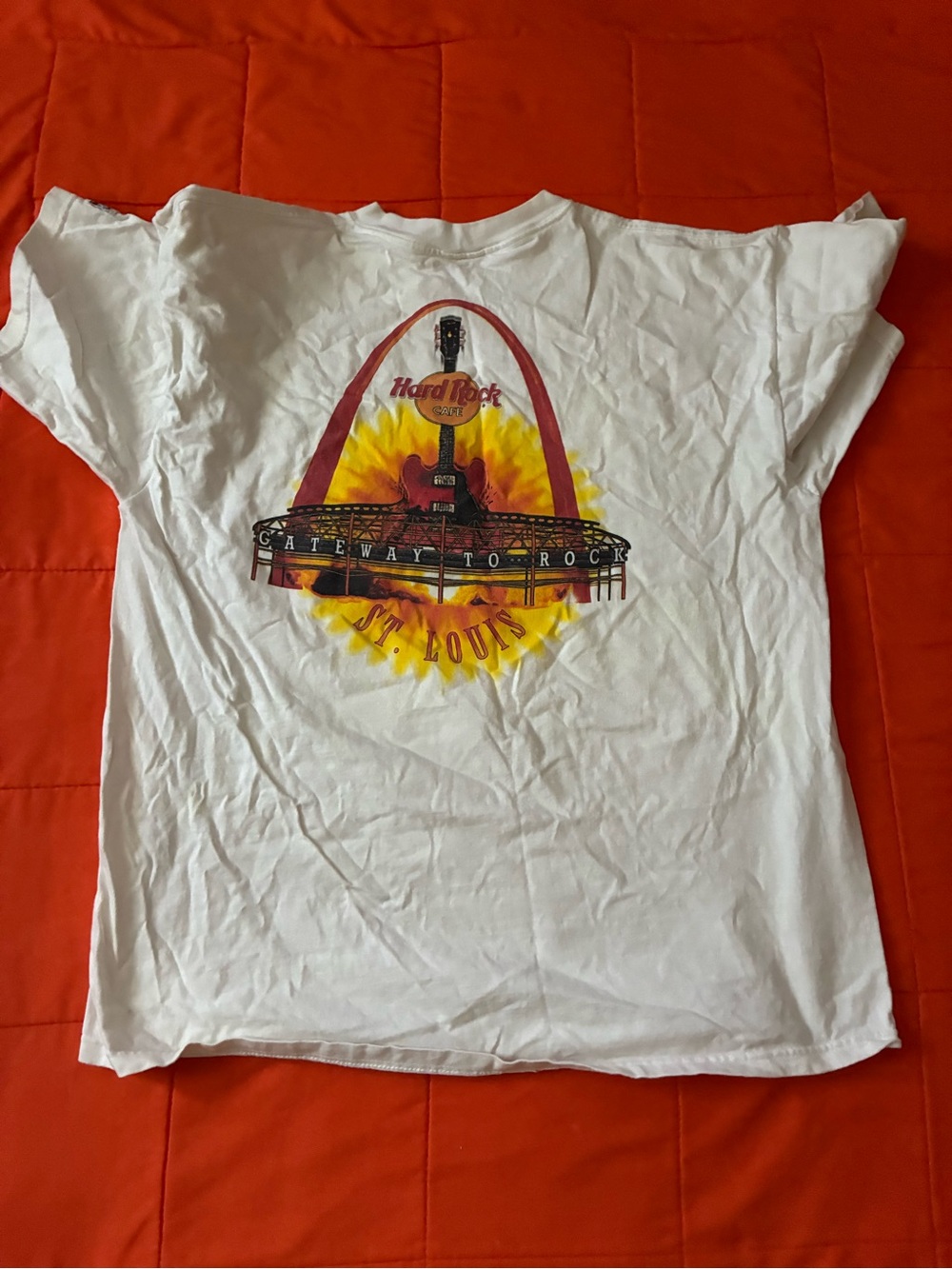 Vintage Hard  Rock Cafe Shirt Mens Large White St Louis Casino Guitar Graphic